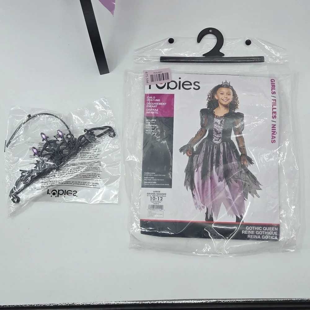 Girls' Purple and Black Spiderweb Witch Costume Dress